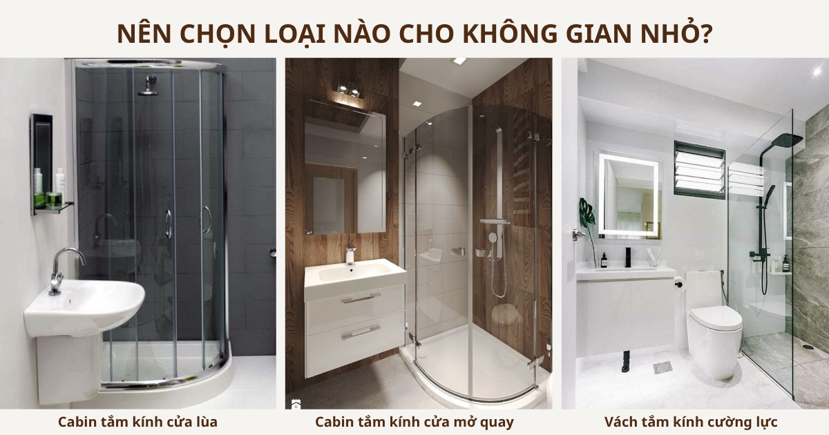 Cabin tắm cửa lùa, cửa mở quay hay vách kính cho nhà nhỏ?